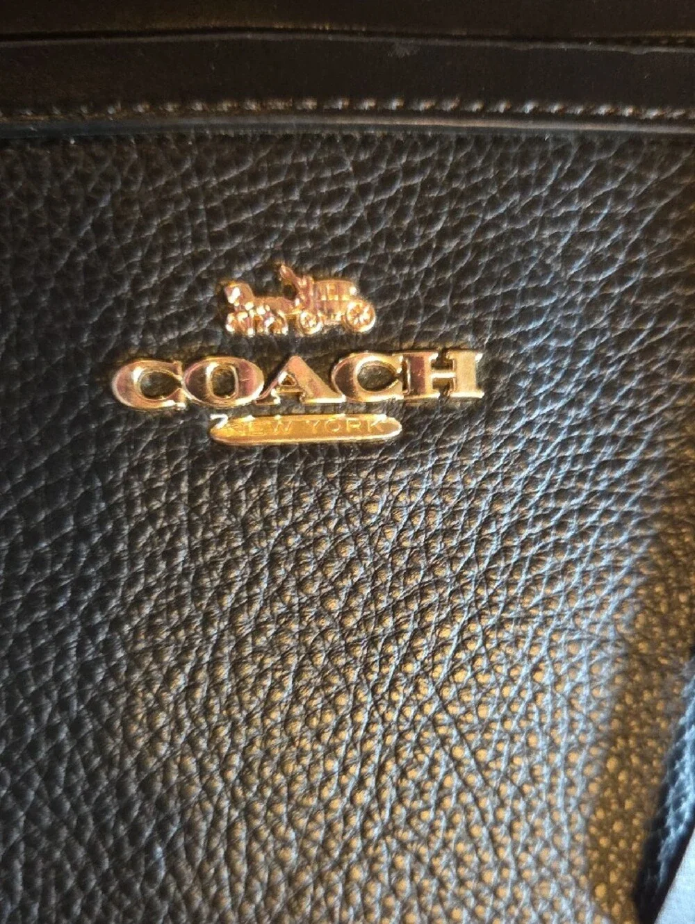Coach Black Pebbled Leather Shoulder Bag with Gold Hardware
